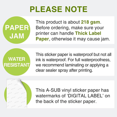 [Bulk Price]300-900 sheets A-SUB Glossy Waterproof Printable Vinyl Label Sticker Papers 8.5"x11" for Inkjet Printer
