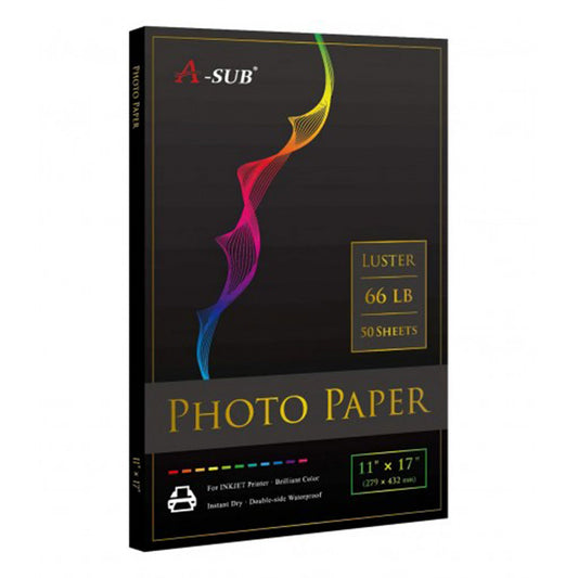 A-SUB Premium Photo Paper Luster 66lb for Inkjet Printers 50 Sheets