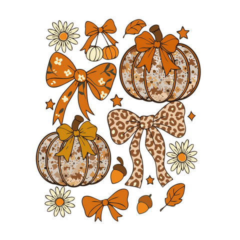Autumn Pumpkins and Bows - PNG