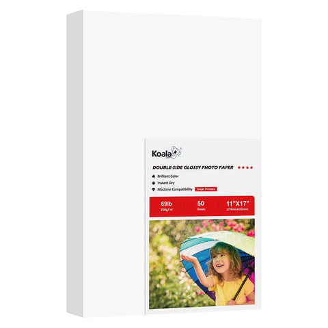 Koala Double-Sided Glossy Photo Paper –  69lb(260gsm), 100 Sheets for Inkjet Printers, For Cake Toppers & Star Cards