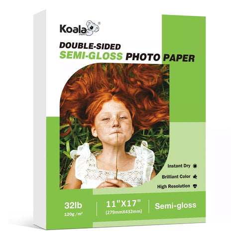 Koala 200 Sheets Double Sided Glossy Photo Paper - 8.5x11", 120gsm/32lb, For All Inkjet Printers (Model DG120)