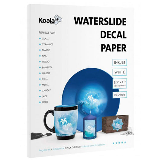 Koala White Waterslide Decal for InkJet Printer 25 Sheets