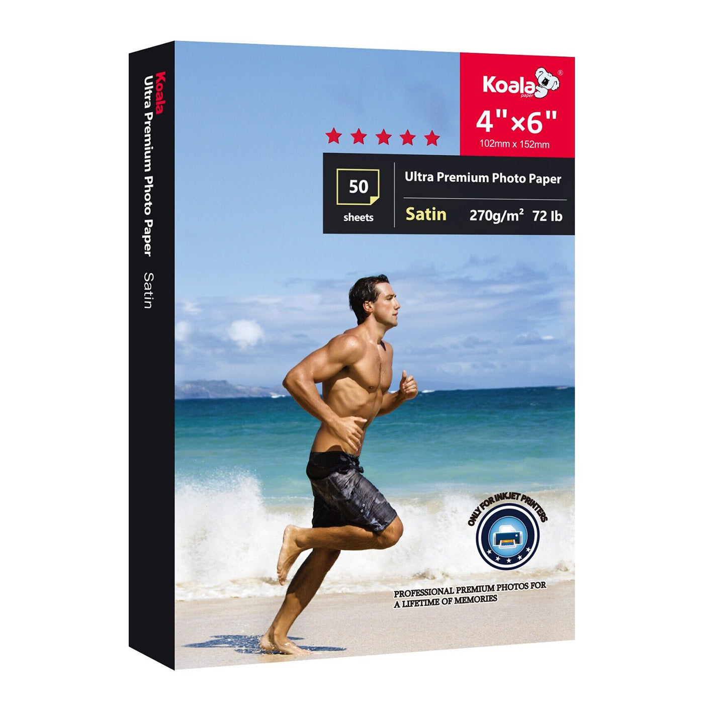 Koala 72lb RC Satin Photo Paper – 50 Sheets, Inkjet Compatible