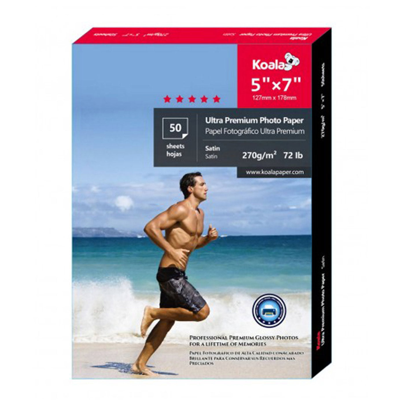 Koala 72lb RC Satin Photo Paper – 50 Sheets, Inkjet Compatible
