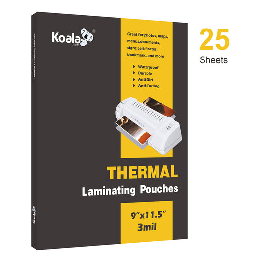 Koala Hot Thermal Laminating Pouches 9"x11.5" 3 Mil 25/100 Sheets