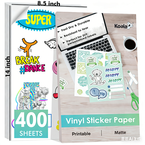 [Bulk Prices] 200-800 Sheets Koala Matte Vinyl Sticker Paper 8.5"x14",