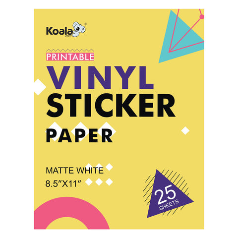 Koala Matte Waterproof Vinyl Sticker Paper – 8.5x11" Full Sheet, Inkjet Printable, No Backmarks