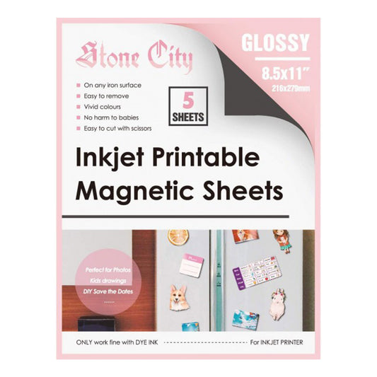 Stone City Glossy Printable Magnetic Sheets 12mil Thick for Inkjet Printers 8.5x 11 Inches