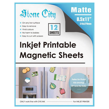 Stone City Printable Magnetic Sheets Matte 12mil Thick for Inkjet Printers 8.5x 11 Inches
