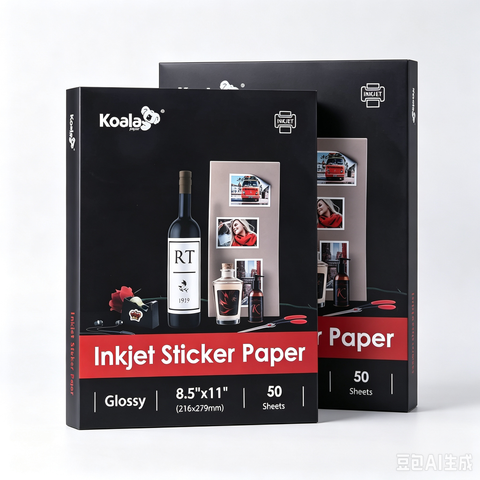 Koala Premium Glossy Sticker Paper - 50 - 120 Sheets, 8.5x11" Full Sheets for Inkjet Printers
