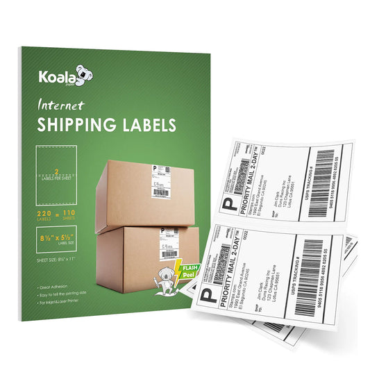 Koala Shipping Labels Self-Adhesive Labels 8.5x 5.5 inches 110 sheets