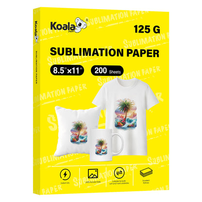 Koala Sublimation Paper 125gsm 200 Sheets Used For All Inkjet Printers 8.5x11 inches