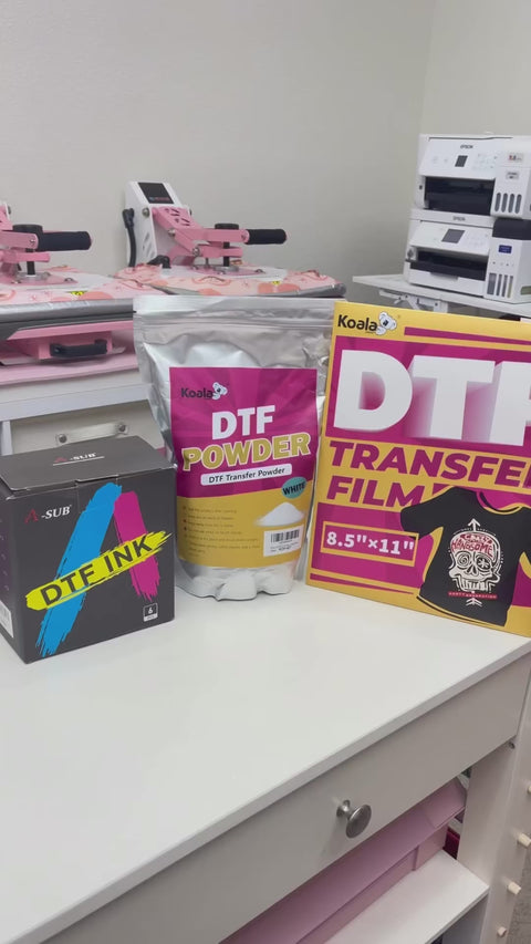 Koala DTF Transfer Film & Powder Bundle - 8.5x11" 50 Sheets + White DTF Powder (1kg 35.3oz) | Professional Direct-to-Film Printing Kit