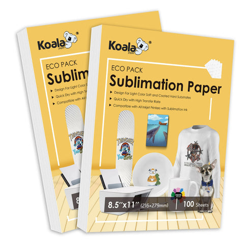 200 sheets Koala ECO Sublimation Paper 8.5"x11" for Sublimation Printer Epson 115gsm