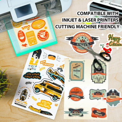 Koala Printable Matte Sticker Paper for Inkjet & Laser Printer 100 Sheets 8.5x11 Inches 108gsm (Thicker)