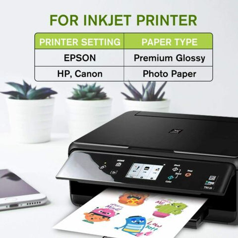 A-SUB Glossy Waterproof Printable Vinyl Label Sticker Paper for Inkjet Printer 8.5x11 Inches 25 Sheets